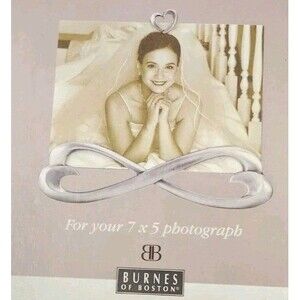 Burnes Of Boston Silver Love Picture Frame 5x7 photo Easel Back Wall Mountable